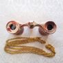 Vintage style opera glasses, small binoculars, red and gold with chain Image 7