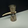 Vintage 1/2 OZ Shot Measure Cup Antler Handle Metal Goblet Made in England Image 2