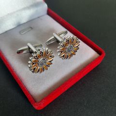 Sunflowers Cufflinks Van Gogh Inspired Cuff-links Jewelry Stainless Steel