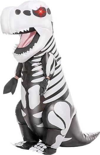 Creations Inflatable Halloween Costume Skeleton Dinosaur Full Body T-Rex Inflatable Costume - Adult Unisex One Size