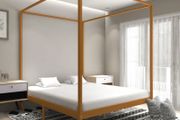 Canopy Bed Frame Honey Brown Solid Pine Wood 6FT Super King