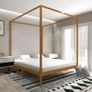 Canopy Bed Frame Honey Brown Solid Pine Wood 6FT Super King Image 6
