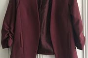 Burgundy or wine-colored ruched-sleeve blazer: Size 8