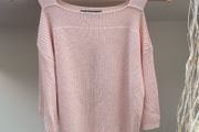 M&amp;S Pink Rib Knit Cold-Shoulder Jumper Sweater Size 12
