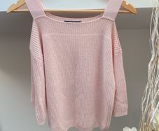 M&S Pink Rib Knit Cold-Shoulder Jumper Sweater Size 12