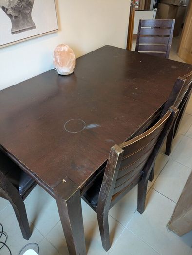 Table and four chairs