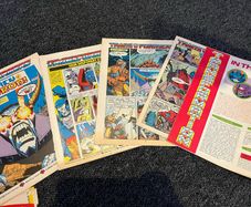 5 Marvel Uk Transformers comics with no covers and loads of loose pages