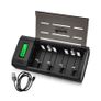 BONAI LCD Rechargeable Battery Charger For C, D, AA, AAA Battery (Ni-Mh or Ni-Cd) and 9V Battery (Ni-Mh or Li-ion) - LCD Universal Battery Charger With Discharge Function [Black] Image 2