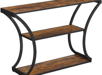 Console Table, Hallway Table, Curved Legs, Extended Table Top, for Living Room, Hallway, Bedroom, Vintage Brown/Black