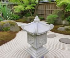 Japanese-style concrete garden lantern ornament,  Pagoda