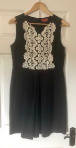 Dress black cream linen Dehry