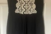 Dress black cream linen Dehry