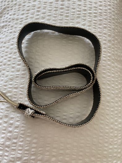 Belt - 50% Polyester Lace with Glittery Sequins and Silver Beaded edges