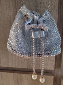 silver bag clutch new with rhinestone
