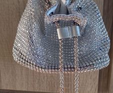 silver bag clutch new with rhinestone