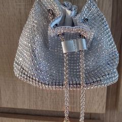 silver bag clutch new with rhinestone