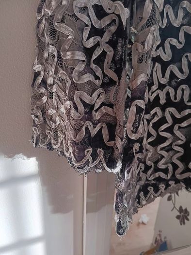 SKY Designs Lace, Ribbon and Sequins Black Top