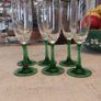 Fabulous Set of Six Mid Century Champagne Flutes with Green Stems - Perfect for Celebrating St. Patrick's Day or Any Other Special Occasion! Image 4