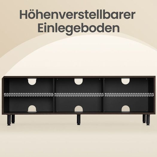 Modern TV Stand 140cm Fluted Glass Storage Cabinet