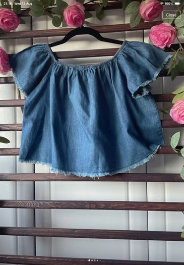top betshka size medium denim off shoulder top