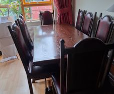 Dark Oak Dining Room Table & 8 Chairs MINT Condition