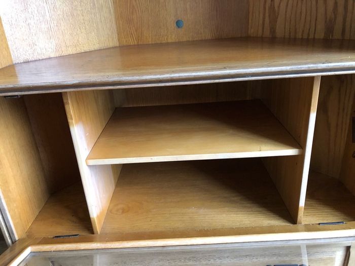 light oak solid tv corner unit ..immaculate