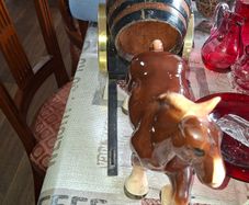 Beautiful Large Ceramic Horse and Cart with Large Barrel Stage or Movie Props Postage Available
