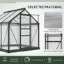 6 x 6ft Polycarbonate Greenhouse, Large Walk-In Green House with Slide Door and Window, Garden Plants Grow House with Aluminium Frame and Foundation, Grey Image 4