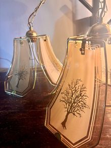 Pair of Hollywood Regency 1970's pendant lights