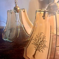 Pair of Hollywood Regency 1970's pendant lights