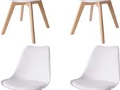 Set of 4 Dining Room Chairs Padded Chairs with Beech Wood Legs