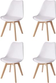 Set of 4 Dining Room Chairs Padded Chairs with Beech Wood Legs
