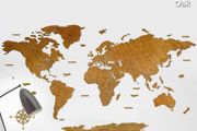 2D Premium Wooden World Map Country Borders US and Canada States Borders Country Names Country Capital Names 400 World Biggest City Names