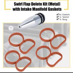 NEW Car Swirl Flap Blank Bung Flaps Removal Plug With 4 Gaskets For BMW N47 2.0D Engine Repair Replacement Accessories Kit