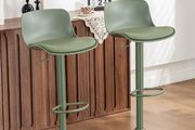 Bar Stools Olive Set of 2 Modern PU Leather Counter Height Barstools, Sage Green Padded Adjustable Swivel High Chairs with Low Back for Breakfast Kitchen Counter Island