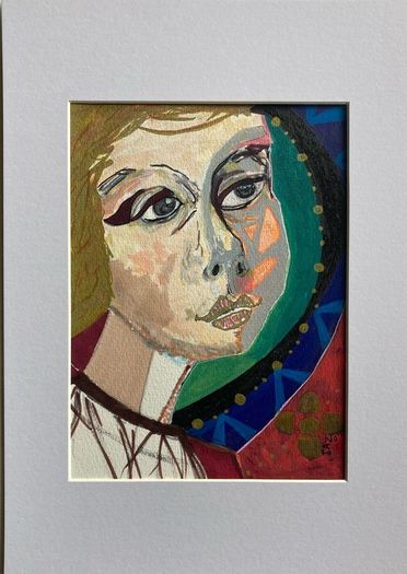 Original Art Figurative art Irish Art Harry Clarke inspired  Original Irish Art