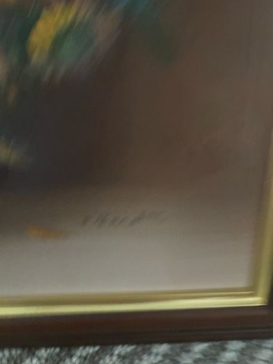 Vintage Oil Painting Of Sunflowers In A Vase