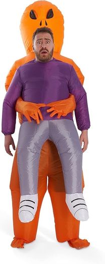 Carry Me Alien Inflatable Adult Costume, Funny Scary Blow Up Fancy Dress Suit for Halloween Party (FREE SHIPPING)