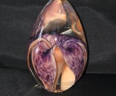 1999 Glass Eye Studio Purple Flower Paperweight