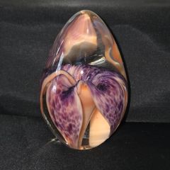 1999 Glass Eye Studio Purple Flower Paperweight