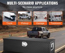 83L Heavy Duty Aluminium Truck Tool Box, Diamond Plate Storage Chest with Lock and Side Handles, Black, 990 x 330 x 254 mm