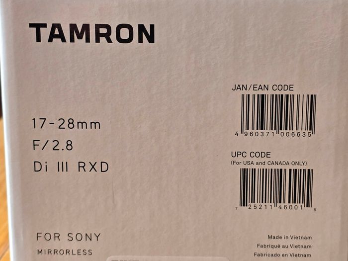 Tamron 17-28 mm F2.8 Di III Rxd Fe Mount (for Sony)
