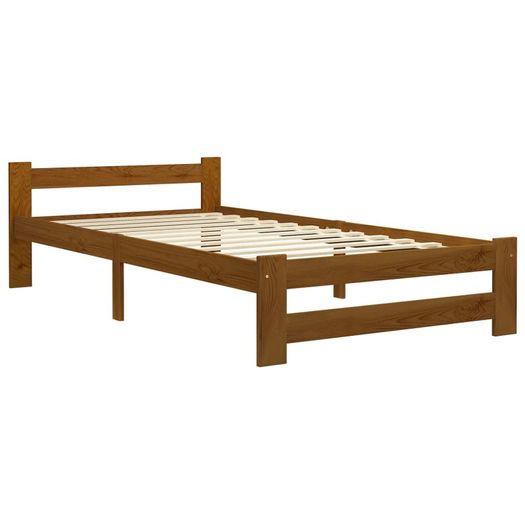 Bed Frame Honey Brown Solid Pine Wood 90x200 cm