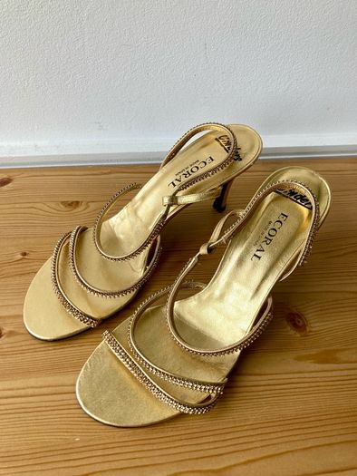 Ecoral special occasion gold leather heels 7/40