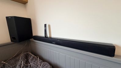 SHARP HT-SBW110 2.1 Soundbar, 180W Slim Wireless Bluetooth Soundbar with Wired Subwoofer
