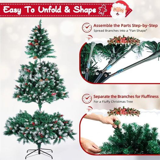 Artificial Christmas Tree, 6FT Holiday Xmas Tree 1400 Branch Tips,