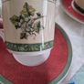 Vintage Villeroy and Boch coffee cups and saucers in Festive Memories pattern. Image 2