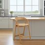 Nordic Oak Embrace Bar Stool with Curved Backrest and Armrests Image 4