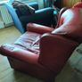 Red Leather Recliner Armchair Image 2