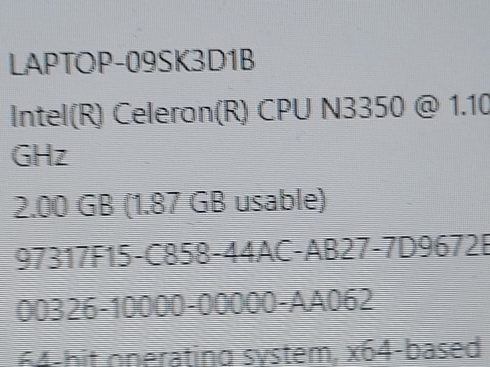 Asus Notebook PC, Model E203N, Intel Celeron CPU N3350, 1.1GHz, 2 GB Ram, 32GB Flash drive, windows 10, microsoft Edge, Chrome and VLC